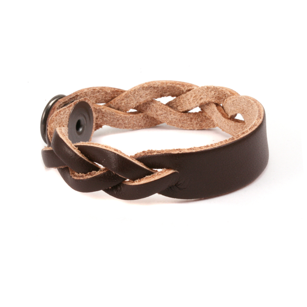 Leather & Faux Leather Leather Braided Bracelet 1/2" Medium, Brown